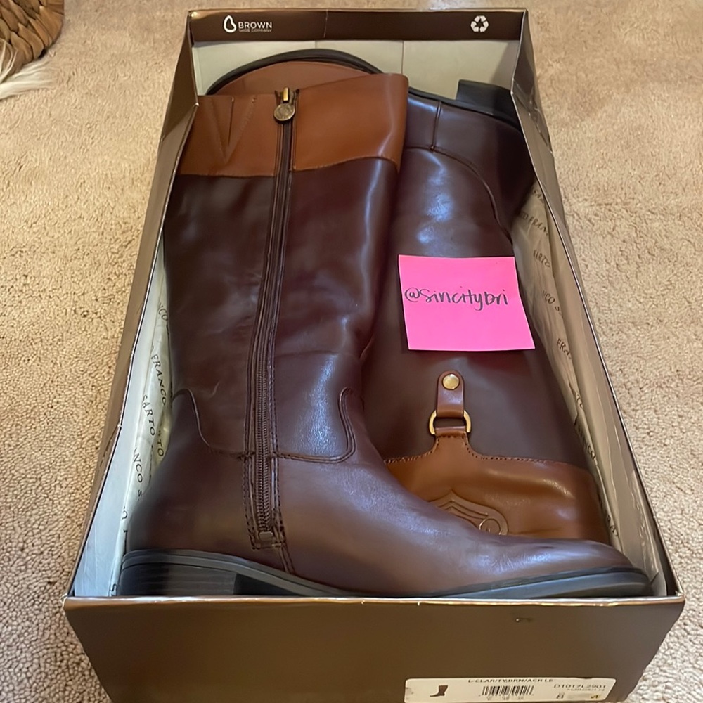 Franco Sarto Long Clarity Brown/Acorn Leather Riding Boots